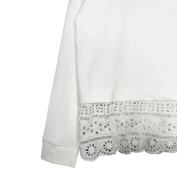 J. CREW White Eyelet Hem Sweatshirt - Picture 3 of 8